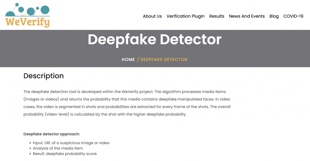 WeVerify Deepfake Detection